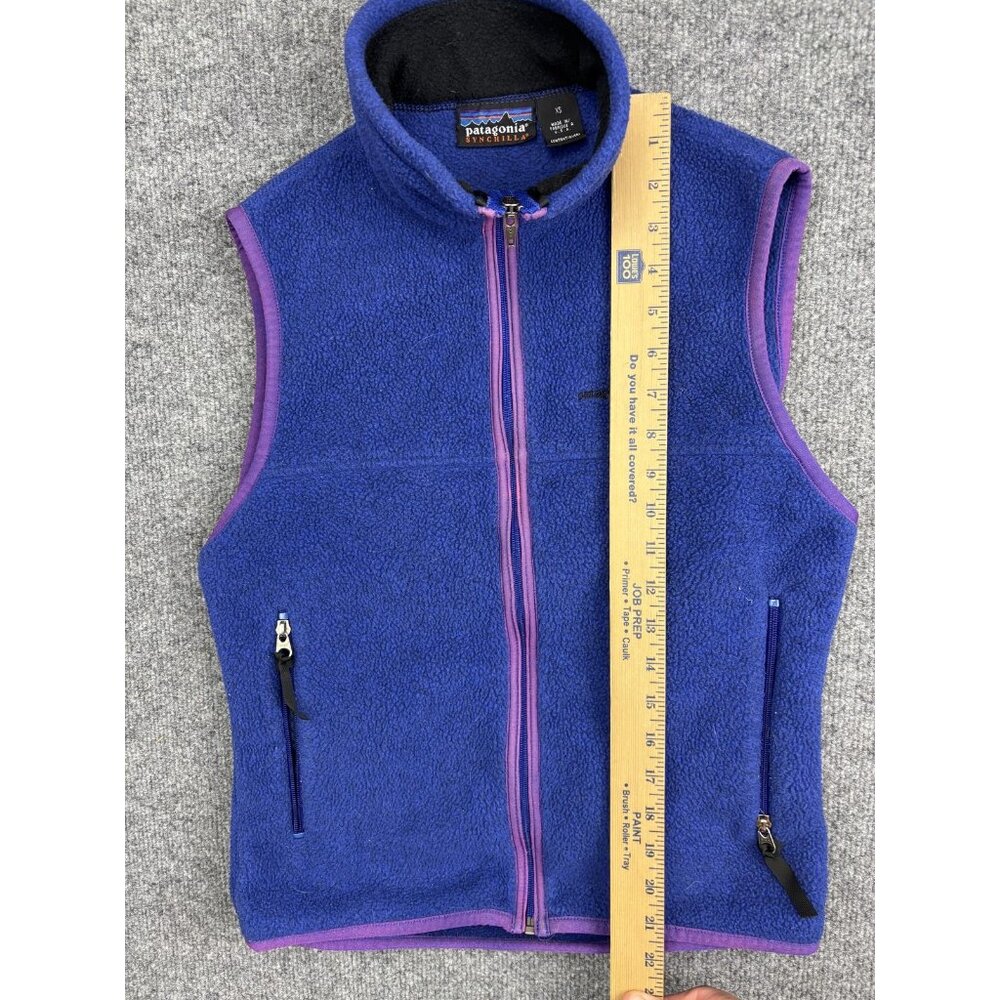 Vintage Patagonia Synchilla Fleece Vest Womens XS Blue Full Zip Made USA 90s - Picture 6 of 7